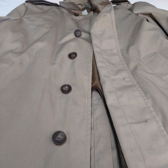 London Fog Men's Brown Tan Removable Liner Trench Coat Size 42 - Picture 10 of 13